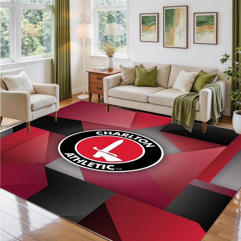 Charlton Athletic FC Design Crystal Velvet Rug Soft Decorative Mat for Bedroom Entrance
