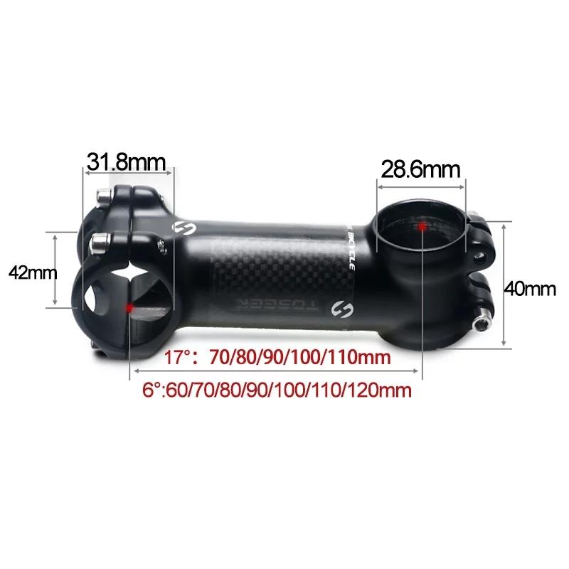 TOSEEK Fahrradlenker Vorbau Carbon Aluminium Rennrad MTB Bike Vorbau Ultraleicht 31.8 MTB Power 6/17 Grad Fahrradtisch Radsportteil