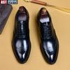 Genuine Cow Leather Brogue Wedding Business Men Casual Flats Vintage Handmade Oxford Shoes for Men Black Burgundy 2024