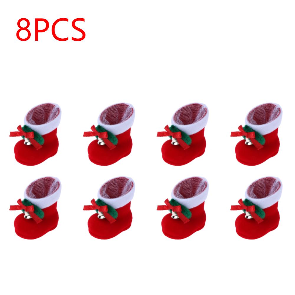 Christmas Ornament Boots Art Crafts Santa Claus Candy Boots Creative Christmas Flocking Boots Home Party Gift for Kids