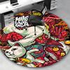 1pc Anime Cat & Demon Round Carpet - Office Chair Mat, Non-Slip Rug for Home Decor