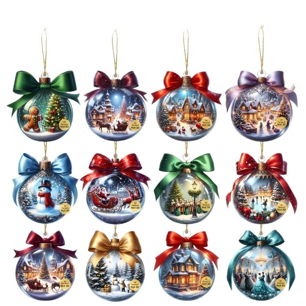 18/36Pcs Wood Christmas Tree Ornaments Santa Claus Shatterproof Xmas Tree Hangings Pendant Xmas Decorations DIY Christmas Ball