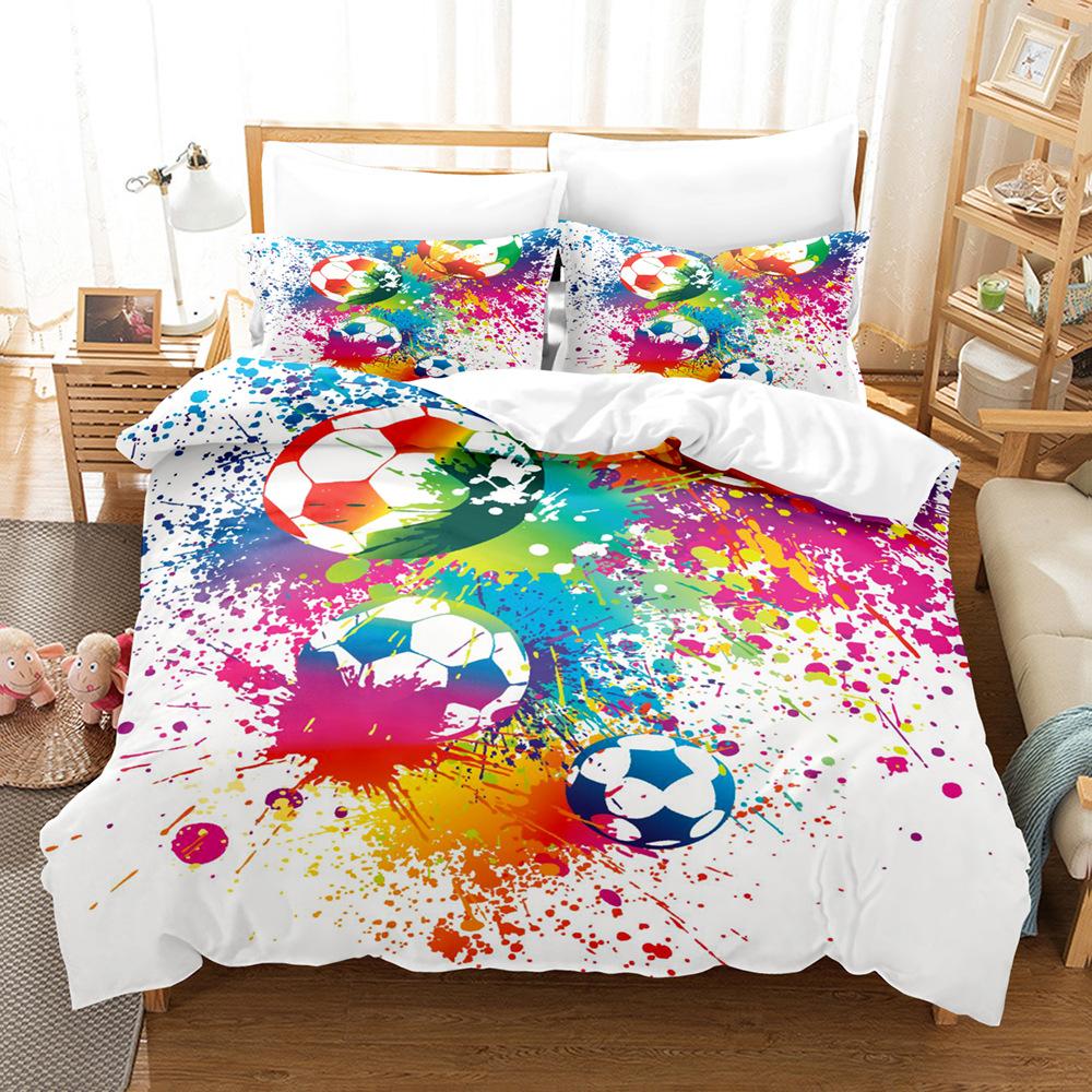 3d Digital Printing Football Three-piece Quilt Cover Set