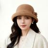 Autumn and winter new wool basin hat femininity elegant and versatile, small face thickened warm woolen bucket hat spot