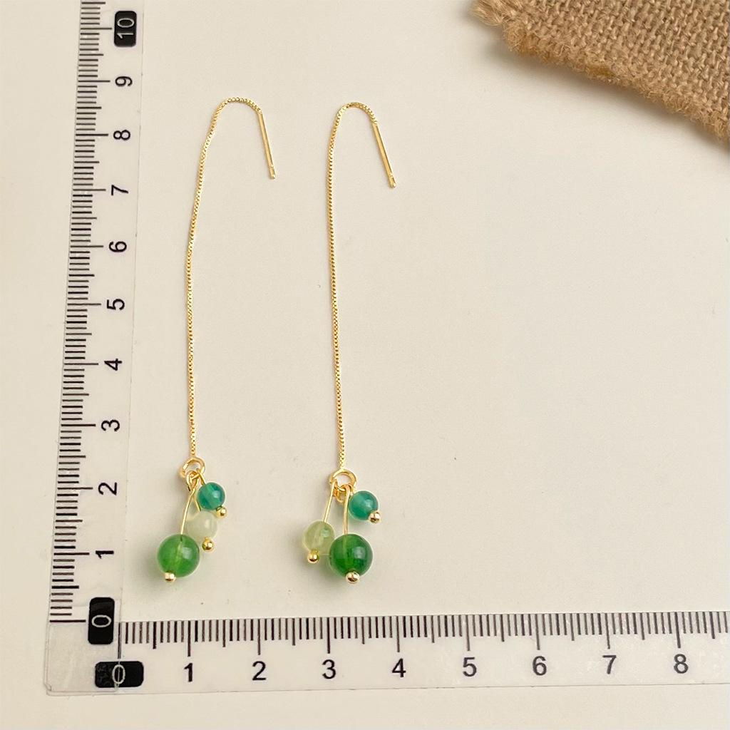 New Chinese Natural Stone Earrings, Handcrafted Colorful Beaded Vintage Drops for Women, Unique Gift for Hanfu Qipao Fashion