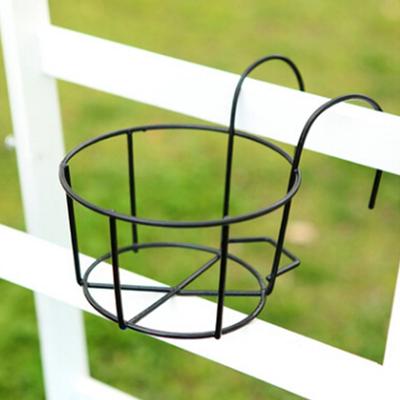 Hanging Plant Iron Racks Balcony Round Flower Pot Rack Railing Fence Outdoor Plant Pot Stand