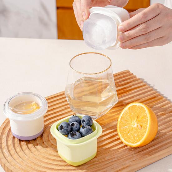 Silicone Ice Cube Mold with Lid Reusable Ice Ball Maker Large Flexible Ice