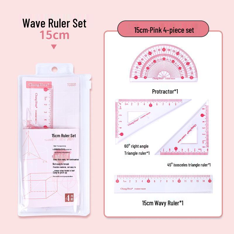 

Student Geometry Stationery Set: Includes Triangle, Straight, and Wavy Rulers for Exams 15cm and 20cm
