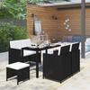 6 Piece Garden Dining Set with Cushions Poly Rattan Black
