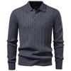 AIOPESON Men’s Knitted Polo Sweater 2026 Autumn Winter Fashion Collared Button Long Sleeves Casual Slim Fit Pullover