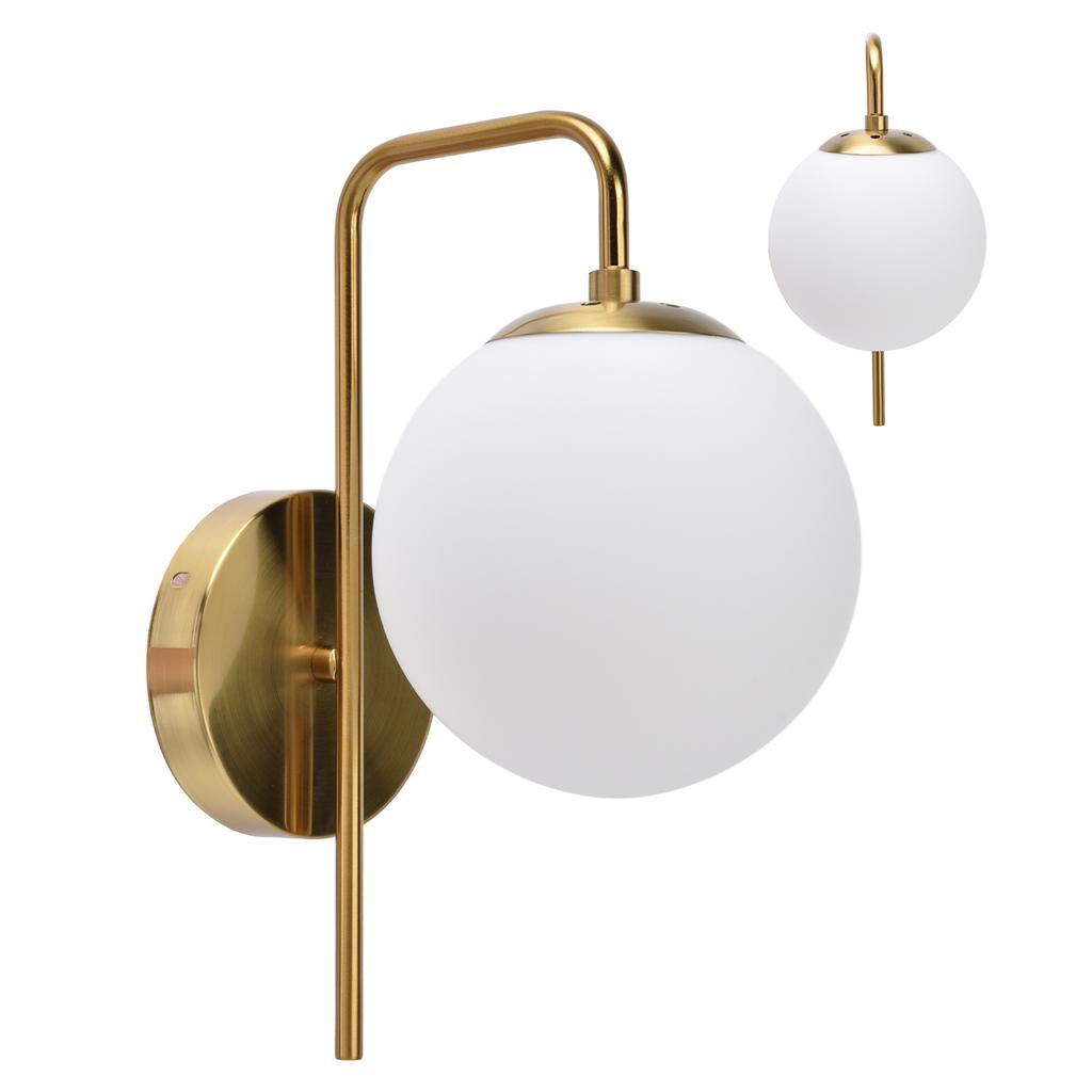 Nordic Modern E27 Glass Ball LED Wall Light Frosted Texture Round Bedroom Wall Lamp 110‑240V