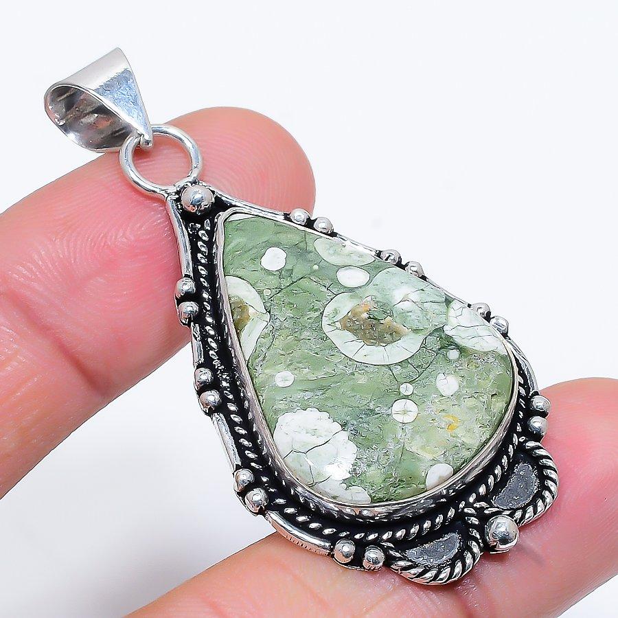 

Подвеска ручной работы в этническом стиле с драгоценными камнями тропической яшмы 2,21 дюйма SR-10083