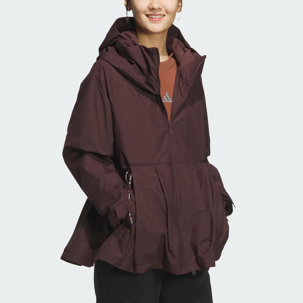 Adidas Elongated Woven Logo Loose Fit Hooded Long Sleeve Jacket Women Jacket KC0031