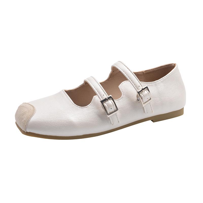 Summer Korean version of Mary Jane flat bottom hundred small leather shoes women's retro square head with one word 2025 new shoes with ballet