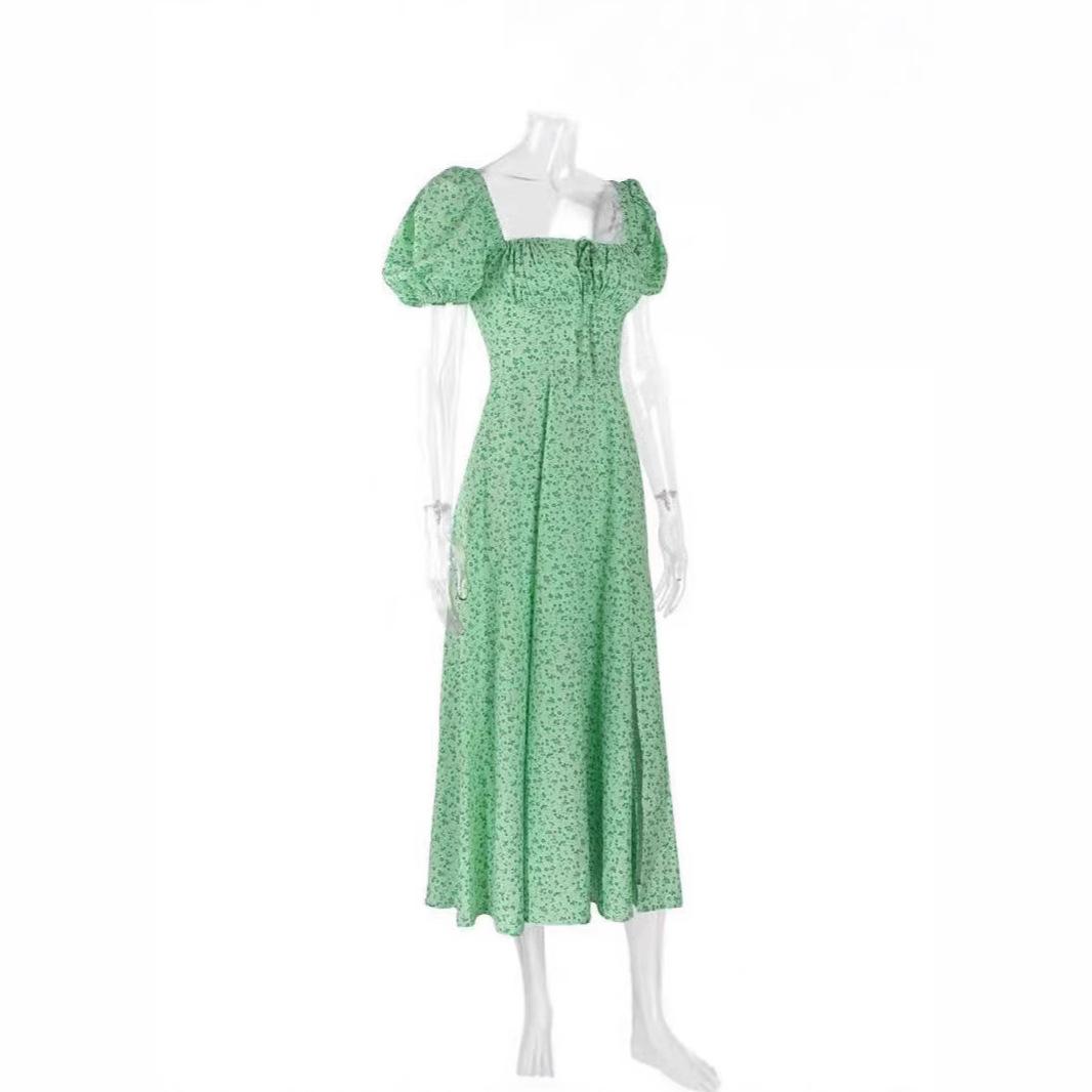 European and American floral skirts, cross-border foreign trade, small fresh floral dresses, slim-fitting split-ends, European and American suspender S