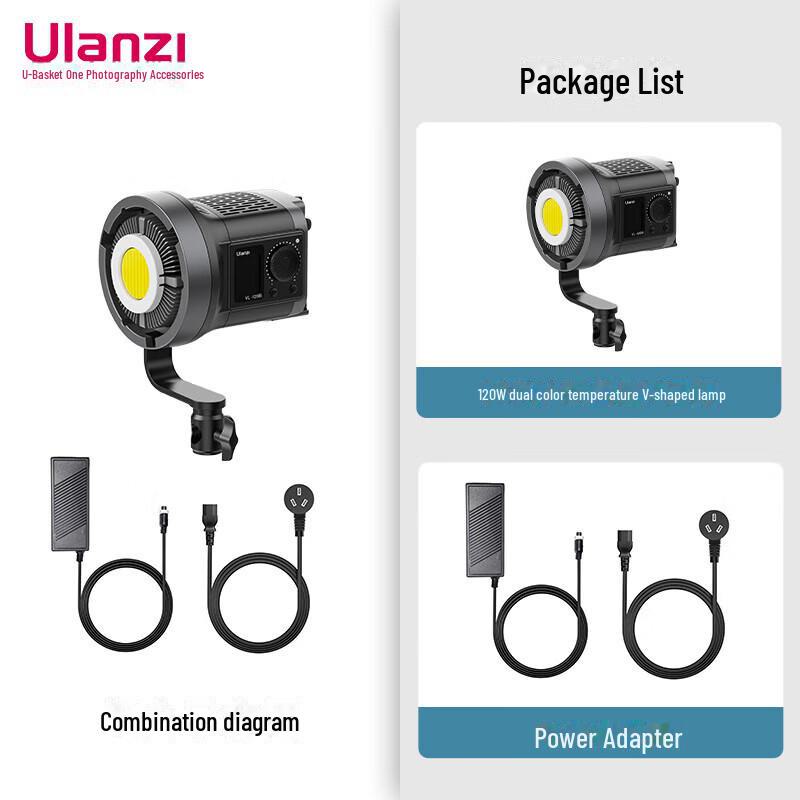 Ulanzi VL120Bi/C 120W Dual-Color Full Spectrum V-Mount Light for Live Beauty Photography