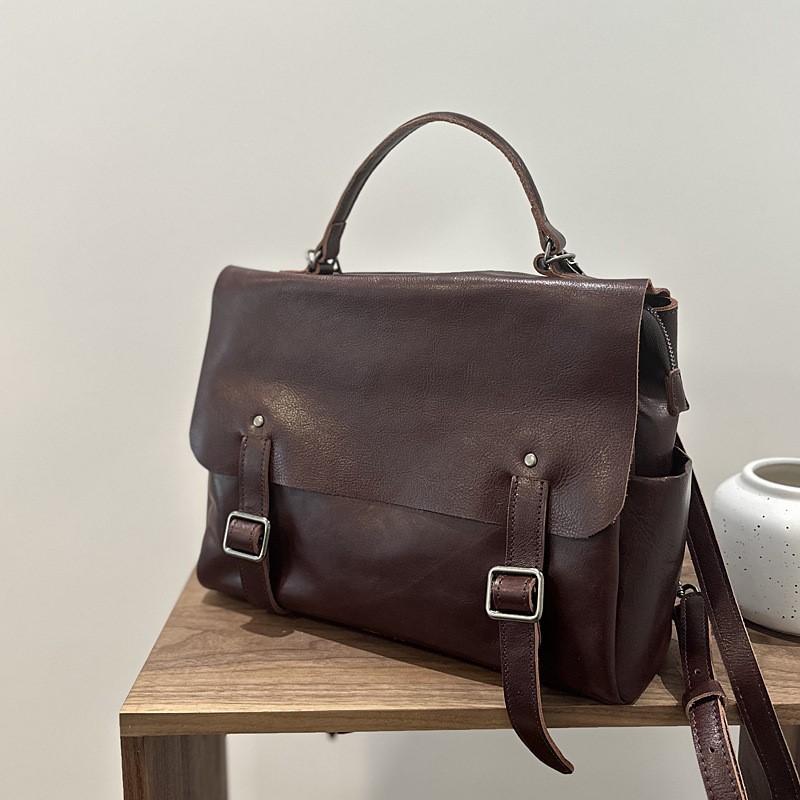 Johnature Genuine Leather Women's Backpack Large Capacity Commuting Travel Backpack Multi Functional Shoulder Bag