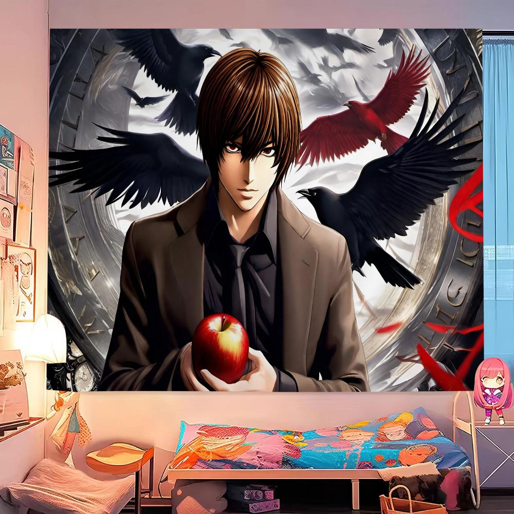 DDDeath Note Manga Tapestry Dorm Wall Decor Modern Stripe Hanging Decoration MultiSize High Quality Flat Print Design