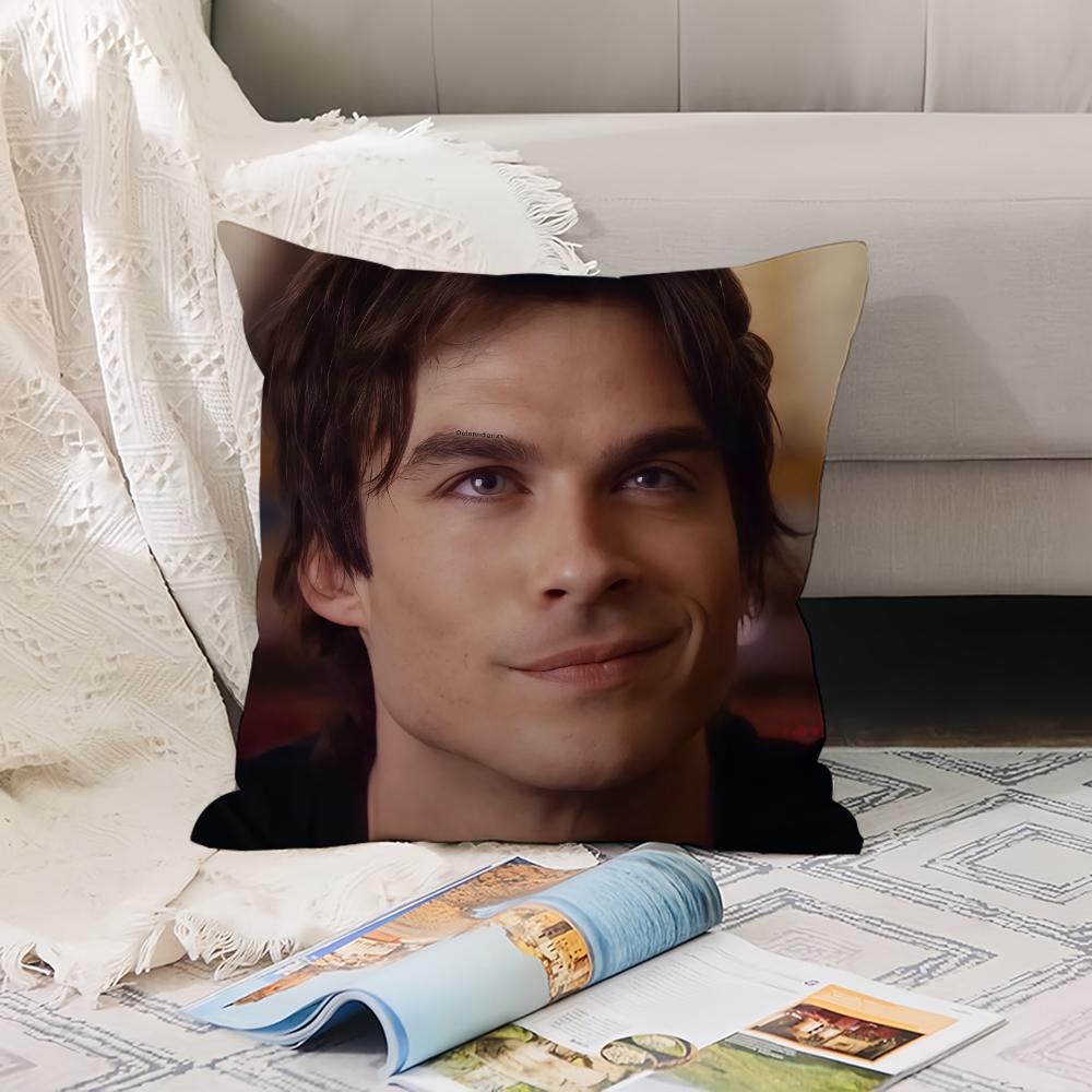 Vampire Diaries Starring D-Damon S-Salvatore  Pillow Case Office Cushions Suitable For Sofa Car Bedroom Decorative Cushion Cover