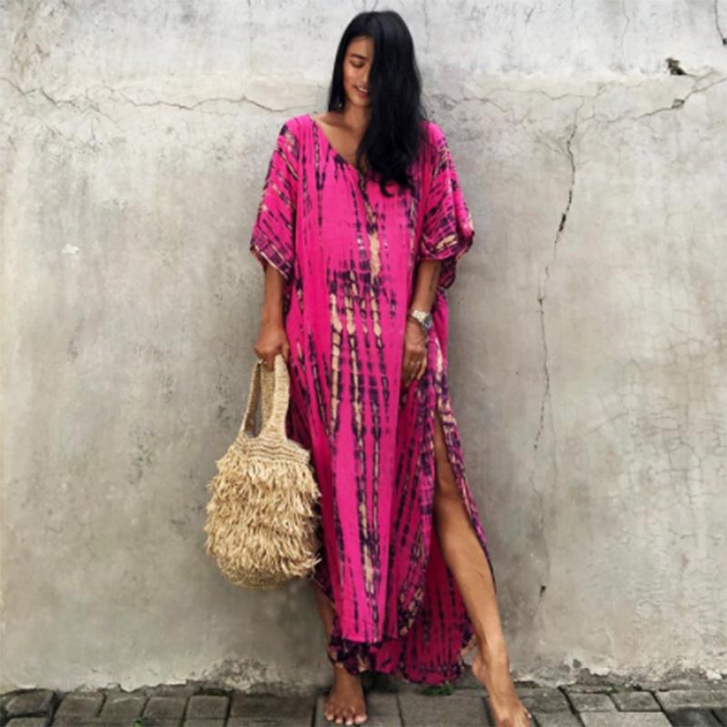 Šaty Bohemian Beach Kaftan pro ženy Barva na kravatu Letní Maxi Župan Letní Plavky Přikrývky Sváteční plavky