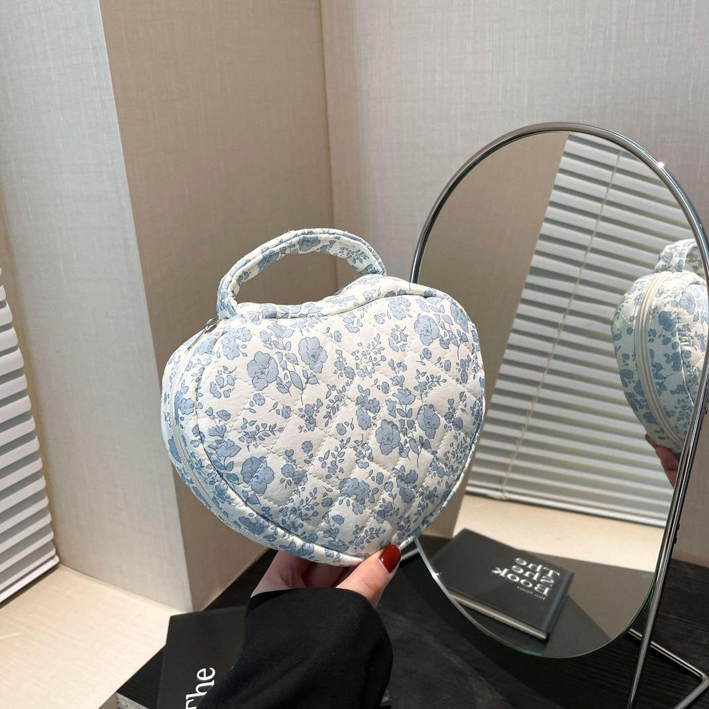 Floral Print Portable Makeup Bag with Large Capacity