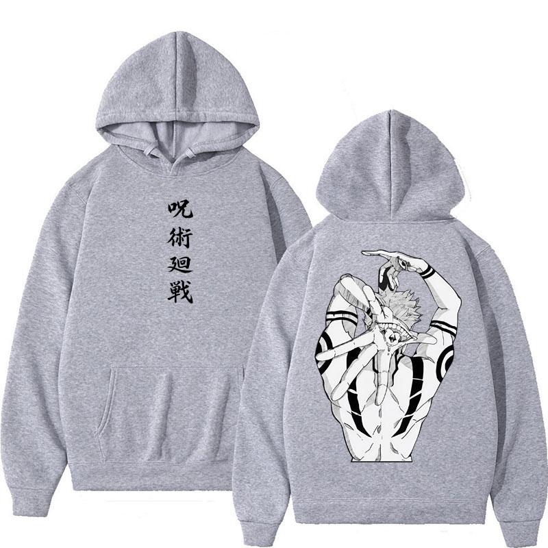 Anime Jujutsu Kaisen Sukuna Print Hoodies Harajuku Vintage Manga Men's Pullover Oversized Casual Cosplay Hoody Sweatshirt