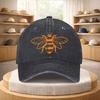 Bienen-Grafik Gewaschene Baseballkappe Baumwolle Verstellbar Vintage Outdoor Streetwear Hut für Unisex