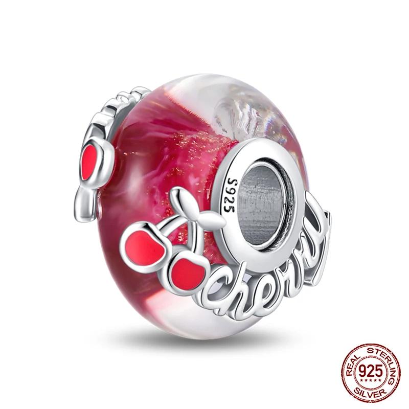 925 Sterling Silver Blue Ocean Flower Feather Luminous Glass Charms Fashion Beads Fit Brand 3mm Original Bracelets DIY Jewelry