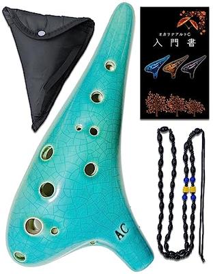 PERDIN Ocarina Alto C Beginner's Set, Ceramic, Fingering Chart, Japanese Instructions Included (Craze Horizon Blue)