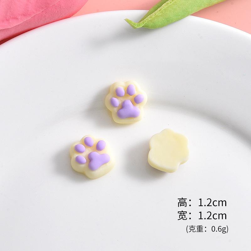 10Pcs Cartoon Cat Claw Flat Bottom Resin Accessories DIY Materials Phone Case Accessories Hair Clip Materials Bead Decorat