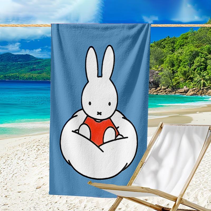 1pc Miffy4 Beach Towel, Beach and Seaside Swimming Pool Equipment, Fashion Pattern, Rectangular, Travel Essentials