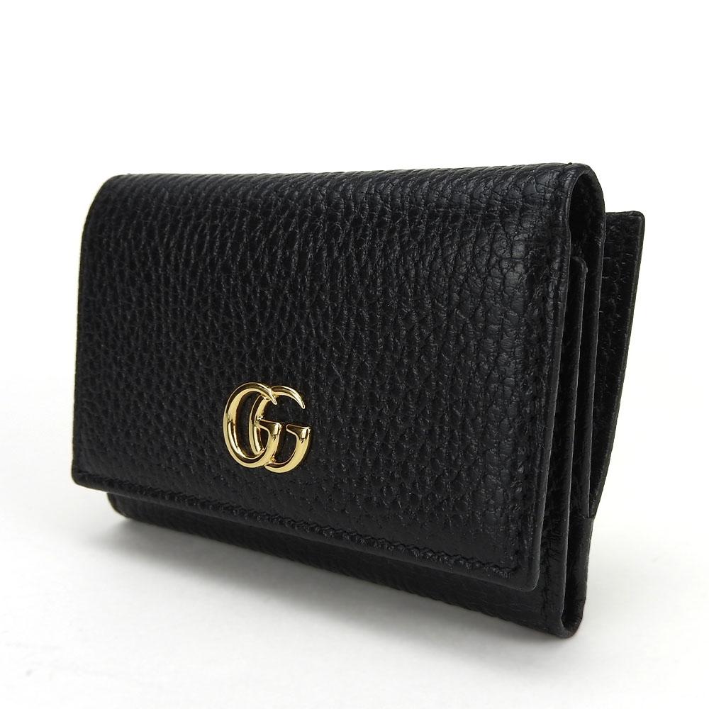Used GUCCI Tri-fold wallet 644407 GG Marmont leather black black Compact wallet