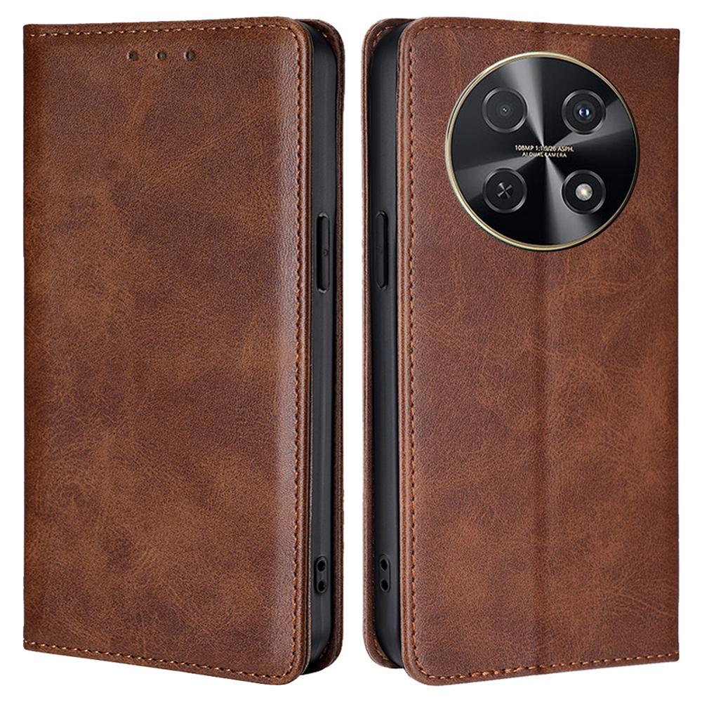 

For Huawei nova 12i 4G Wallet Case Magnetic Closure Leather Phone Cover Brown