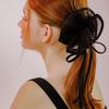 mellotory ribbon trimmed see-through scrunchie (black)