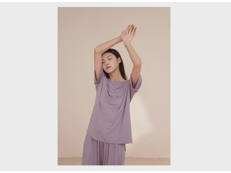 Women's Summer Short-Sleeve Modal Cotton Pajama Set with Chest Pad