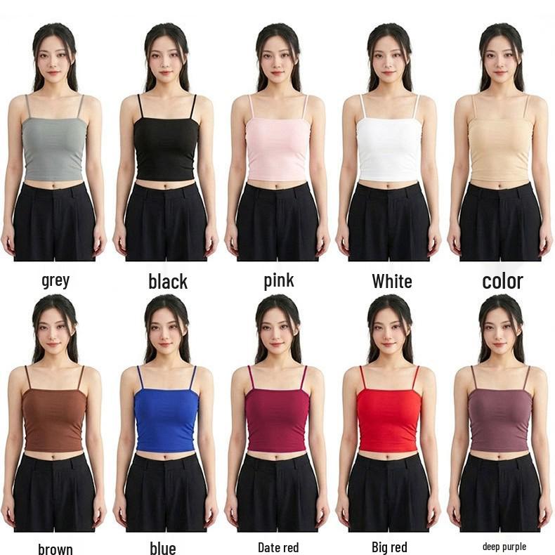 

Ice Silk Bandeau Camisole with Chest Pads - Strapless Summer Top for Women One Size (40-58 kg)