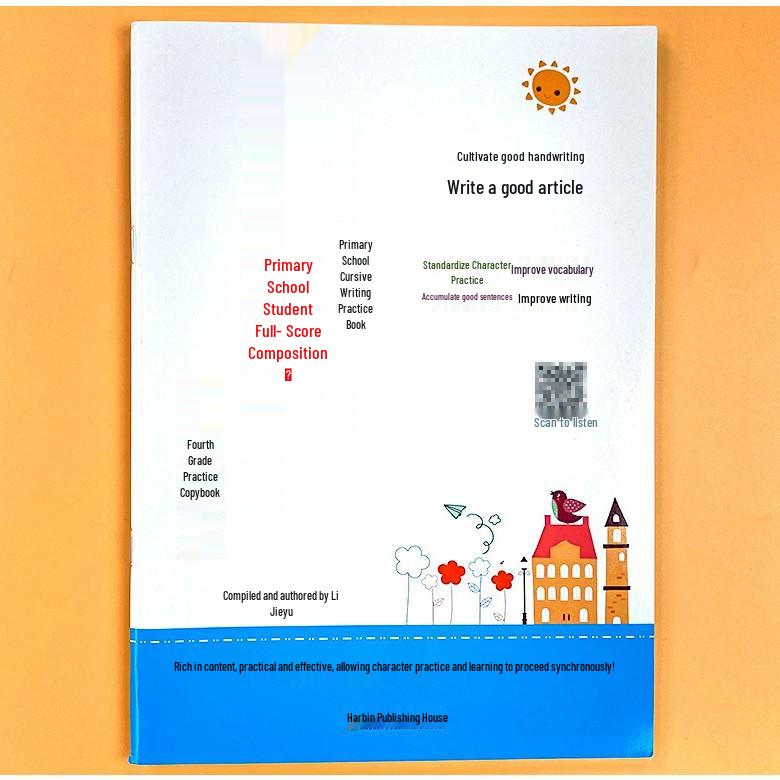 Primary School Composition Practice & Beautiful Sentences: Hard Pen Font Sticker Book for Grades 3-6