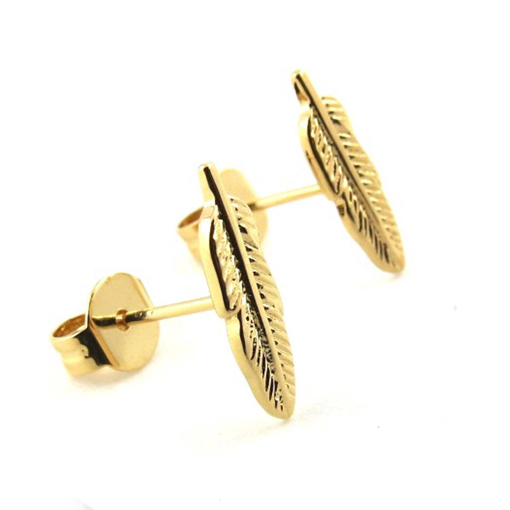 Les Trésors De Lily [M9598] - Cercei 'Pene' placati cu aur - 13x4 mm