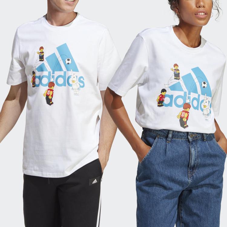 Adidas Letter Logo Crew Neck T-Shirt Unisex Tops White HT5180