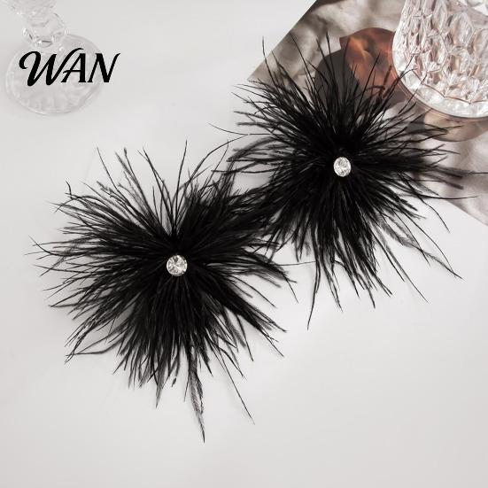Date Night Earrings 1 Pair Feather for Women, Bohemia Tassel Rhinestone Drop Earrings, Dangle Party Jewelry Gift Wear