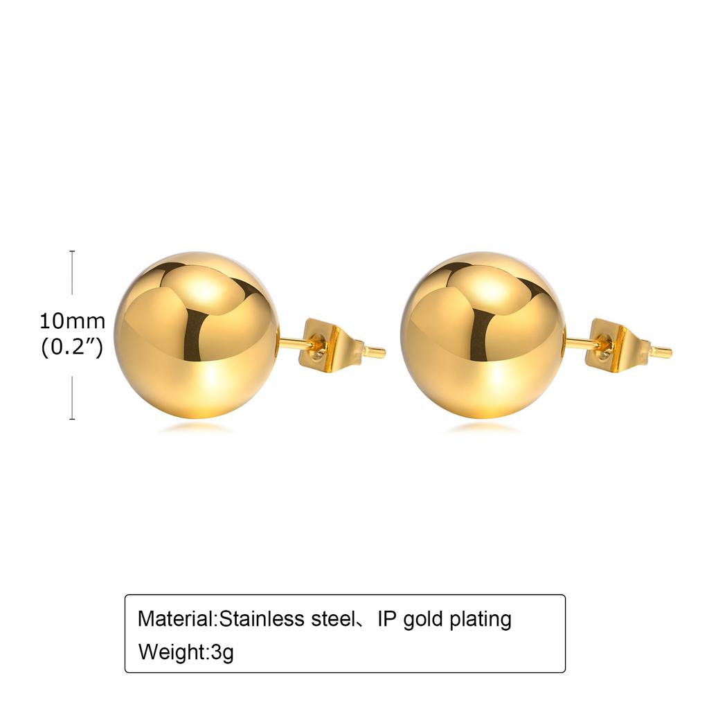 Trendy Stainless Steel Round Stud Earrings for Women Girls, Anti Allergy Gold Color Dangle Earring Ear Accessory Gifts To Her