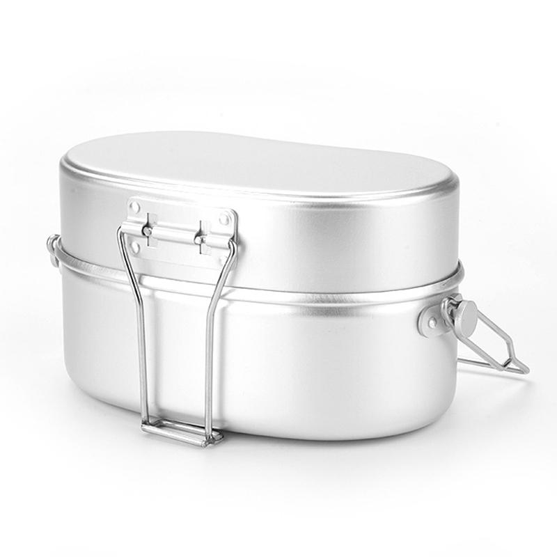 Aluminum Lunch Box Cookware Outdoor Camping Rice Cooker German Style Mess Kit Three-Part Portable Cooking Pan Pot