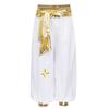 Costume Principe Arabo per Ragazzo Halloween Gilet Aperto Davanti Pantaloni con Elastico in Vita Treccia Decorativa Outfit Cosplay