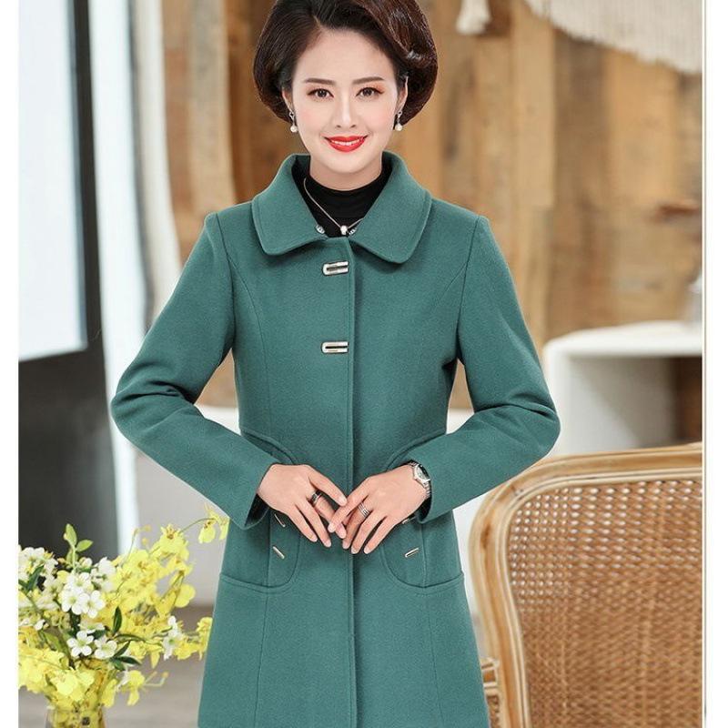 Palton de lână de iarnă de lungime medie pentru mamă - Larg, la modă și extra gros pentru femei