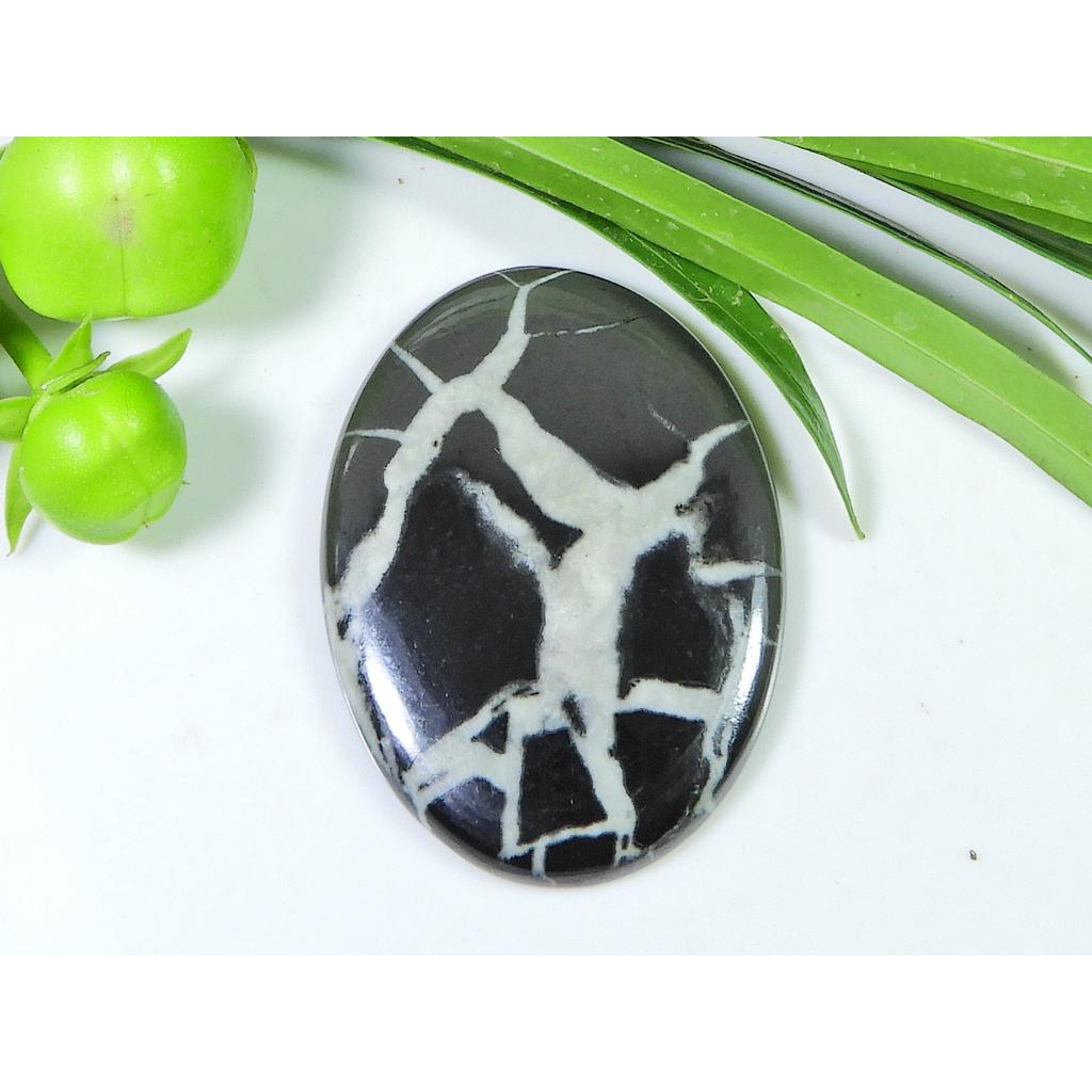 AAA Natural Septarian Jewelry Making Oval Black Crytsal Gemstone 28X38X05 MM SK-870