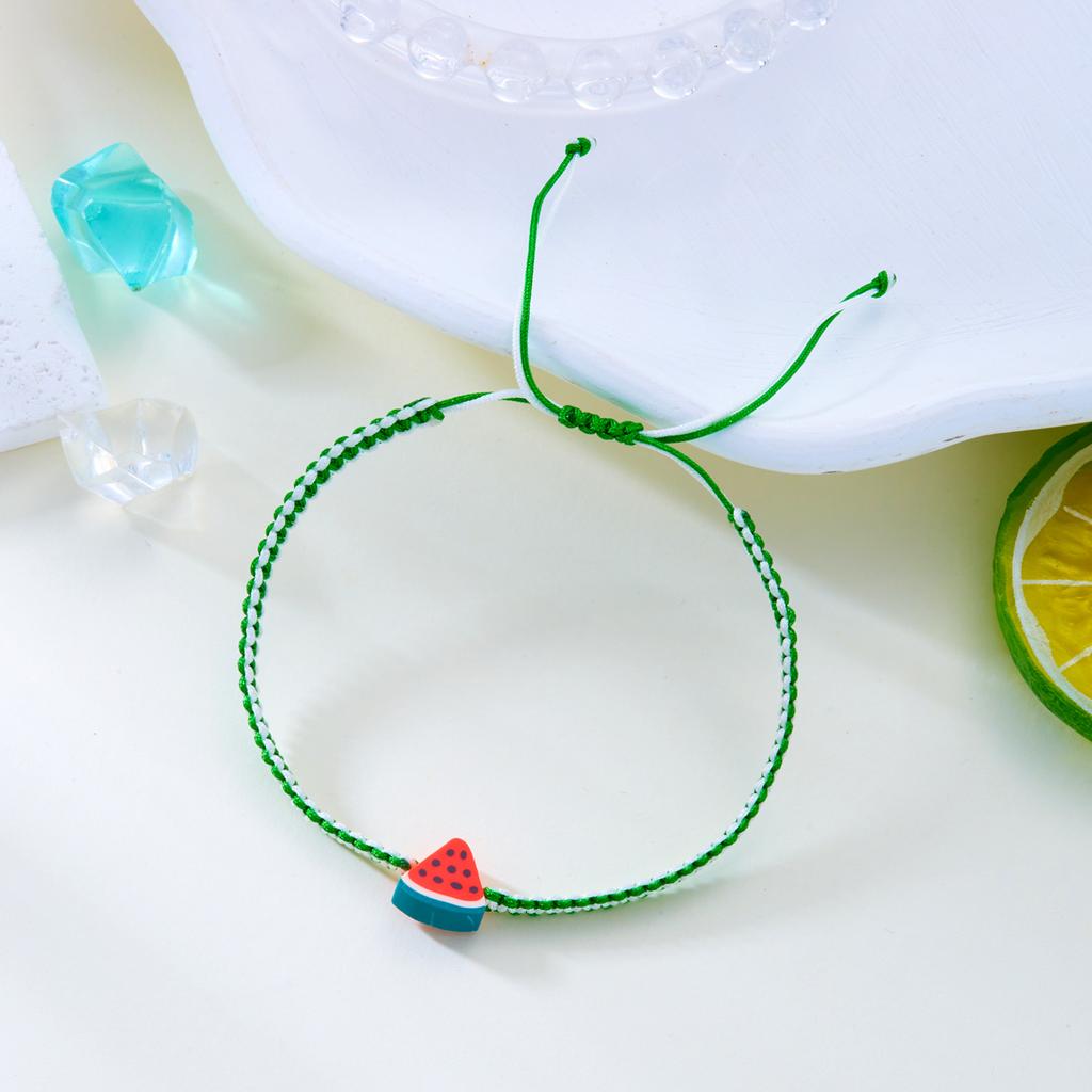 Bohemian Summer Fruit Bracelet for Women Girls Watermelon Lemon Strawberry Handwoven Adjustable Bangles Friendship Jewelry Gifts