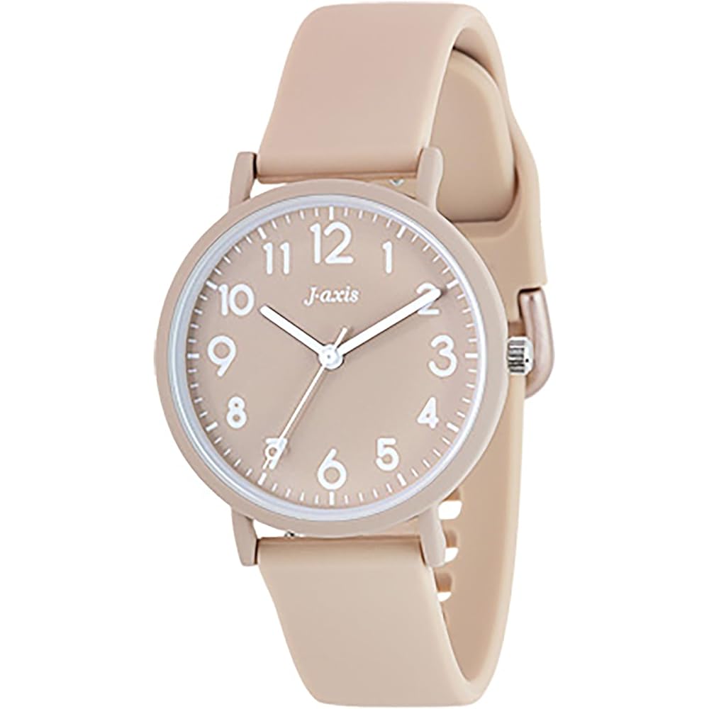 J-AXIS Rubber Strap Watch Pastel Color Water Resistant Everyday Use CF2D0006 Brown