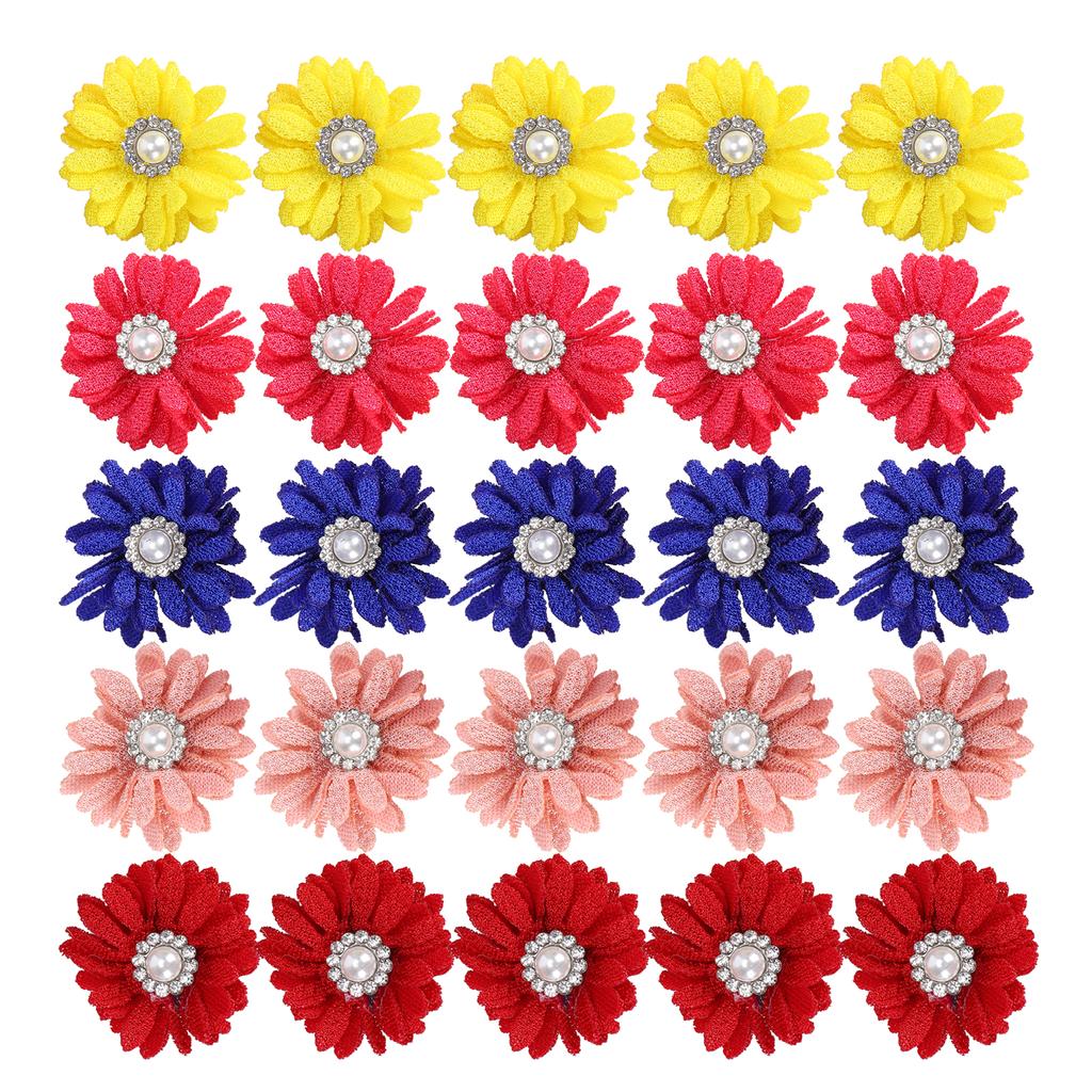 25Pcs/lot Cute Pet Dog Cat Hair Bows Flowers Grooming Bows with Rubber Bands for Pet
