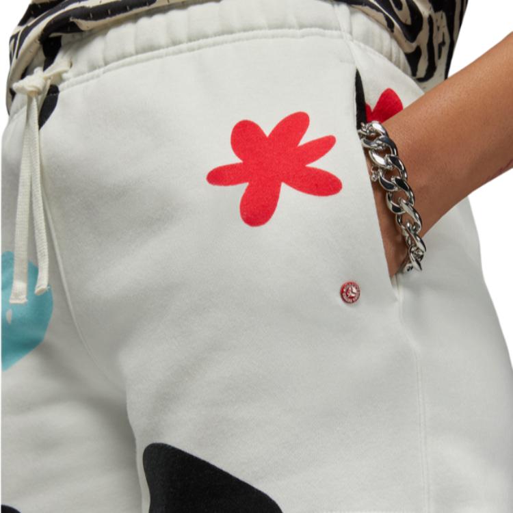 Jordan Floral Print Drawstring Mid Rise Straight Leg Shorts Women Shorts White DQ4610-133