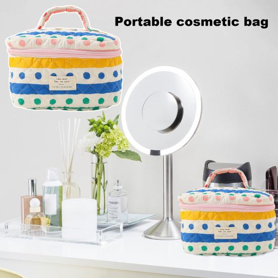 Portable Cosmetic Bag Colorful Print Zipper Closure Large Capacity with Handle Portable Wash Pouch Multi-function Item Storage Bag Travel Toiletry Bag